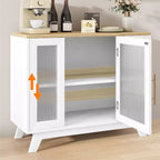 Buffet de salle à manger, buffet de rangement de 91 cm avec étagères réglables et porte en verre cannelé, bar à café moderne, table pour la cuisine, la salle à manger