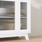 Buffet de salle à manger, buffet de rangement de 91 cm avec étagères réglables et porte en verre cannelé, bar à café moderne, table pour la cuisine, la salle à manger