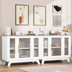Buffet de salle à manger, buffet de rangement de 91 cm avec étagères réglables et porte en verre cannelé, bar à café moderne, table pour la cuisine, la salle à manger