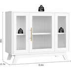 Buffet de salle à manger, buffet de rangement de 91 cm avec étagères réglables et porte en verre cannelé, bar à café moderne, table pour la cuisine, la salle à manger