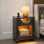 Bestier – Lot de 2 tables de chevet avec station de recharge, tables d'appoint LED modernes avec tiroir pour chambre à coucher et salon