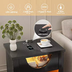 Bestier – Lot de 2 tables de chevet avec station de recharge, tables d'appoint LED modernes avec tiroir pour chambre à coucher et salon