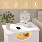 Bestier – Lot de 2 tables de chevet avec station de recharge, tables d'appoint LED modernes avec tiroir pour chambre à coucher et salon