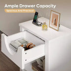 Bestier – Lot de 2 tables de chevet avec station de recharge, tables d'appoint LED modernes avec tiroir pour chambre à coucher et salon
