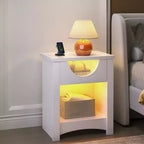 Bestier – Lot de 2 tables de chevet avec station de recharge, tables d'appoint LED modernes avec tiroir pour chambre à coucher et salon