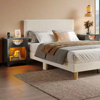Bestier – Lot de 2 tables de chevet avec station de recharge, tables d'appoint LED modernes avec tiroir pour chambre à coucher et salon
