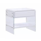 Chintaly Imports,Contemporary Wooden & Solid Acrylic Lamp Table w/ Drawer