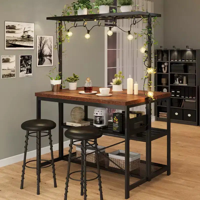 Îlot de cuisine mobile 42 po avec 3 étagères, support pour micro-ondes et 5 crochets, capacité de 181 kg