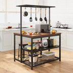 42 Kitchen Island Mobile Bakers Rack with 3 Shelves, Microwave Stand & 5 Hooks, 400lb Capacity