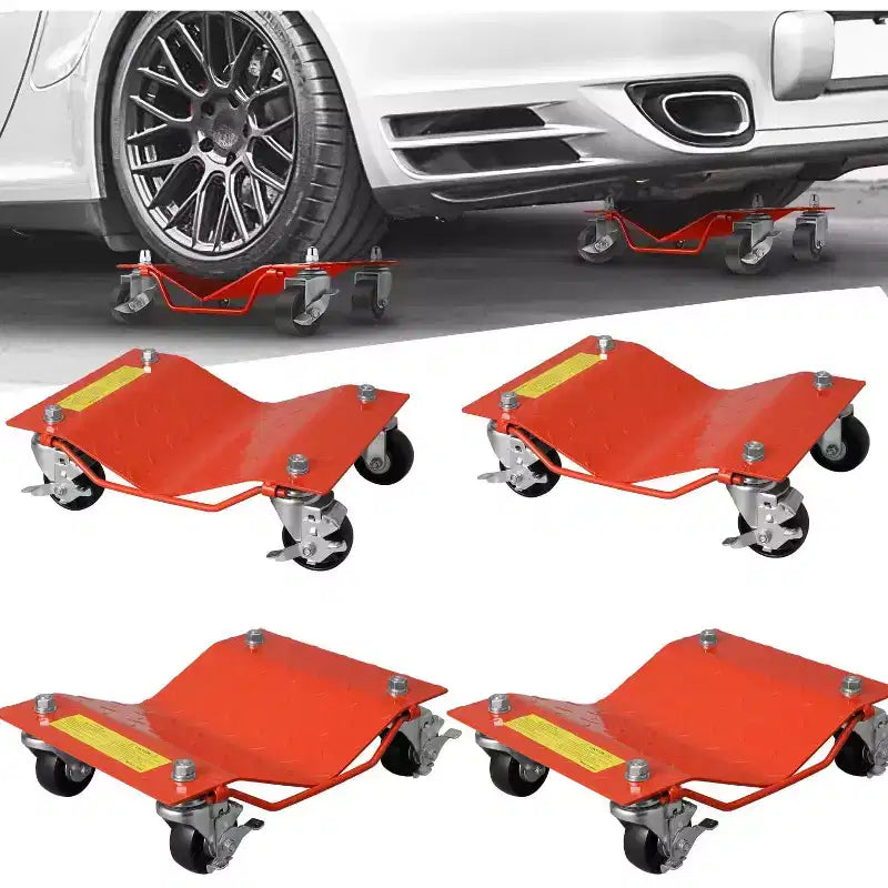Car Dolly, Wheel Dolly Set - 4 Heavy Duty 6000 LBS Vehicle Dollies for Moving Cars, 12 Tire Width Compatibility