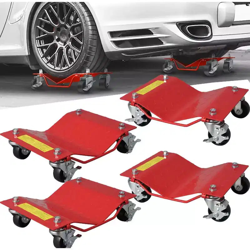 Diable à roulettes pour voiture, ensemble de 4 diables robustes de 2721 kg pour le déplacement de véhicules, compatibilité avec des pneus de 30,5 cm de largeur