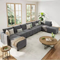 Acekool 137 Inch Modular Sleeper Sectional Sofa Bed, 9-Seat U/V-Shaped Velvet Sectional with Storage Ottomans, Removable Covers, Dark Grey