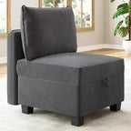 Canapé-lit modulaire Acekool 137 pouces, sectionnel en velours en U/V à 9 places avec poufs de rangement, housses amovibles, gris foncé