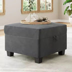 Canapé-lit modulaire Acekool 137 pouces, sectionnel en velours en U/V à 9 places avec poufs de rangement, housses amovibles, gris foncé