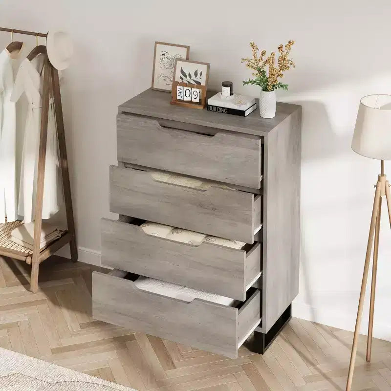 4 commodes pour chambre à coucher, commode haute de 106 cm, meuble à tiroirs vertical autoportant avec rangement, commode de rangement en bois pour salon, couloir
