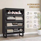 4 commodes pour chambre à coucher, commode haute de 106 cm, meuble à tiroirs vertical autoportant avec rangement, commode de rangement en bois pour salon, couloir