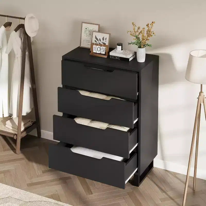 4 commodes pour chambre à coucher, commode haute de 106 cm, meuble à tiroirs vertical autoportant avec rangement, commode de rangement en bois pour salon, couloir