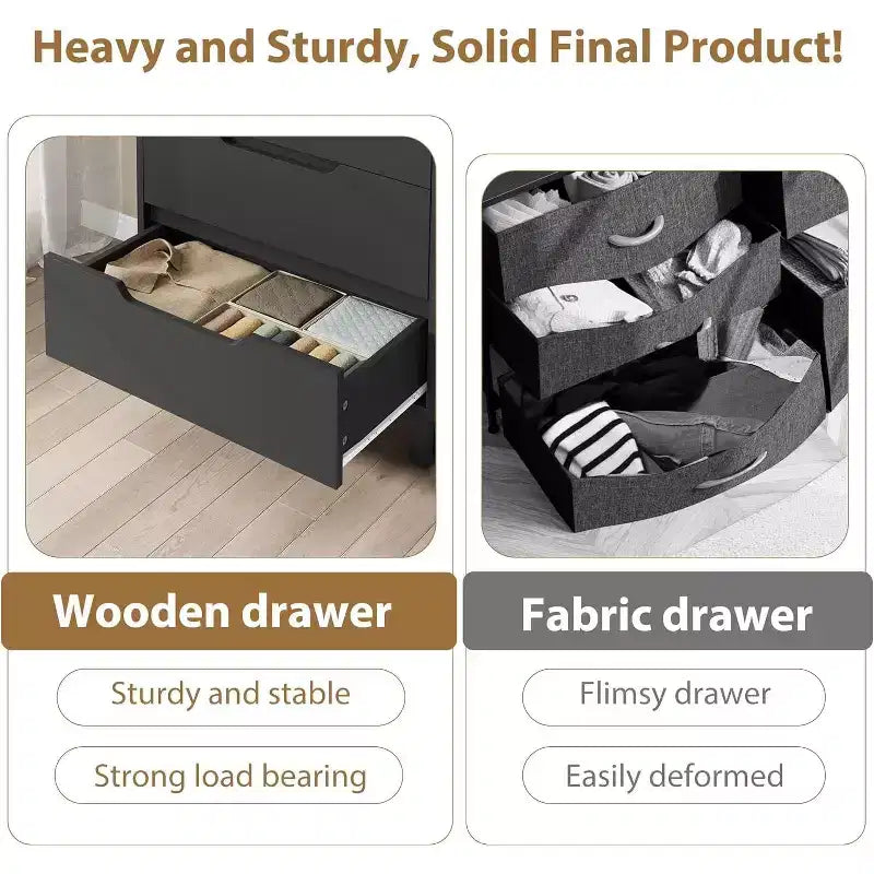 4 commodes pour chambre à coucher, commode haute de 106 cm, meuble à tiroirs vertical autoportant avec rangement, commode de rangement en bois pour salon, couloir