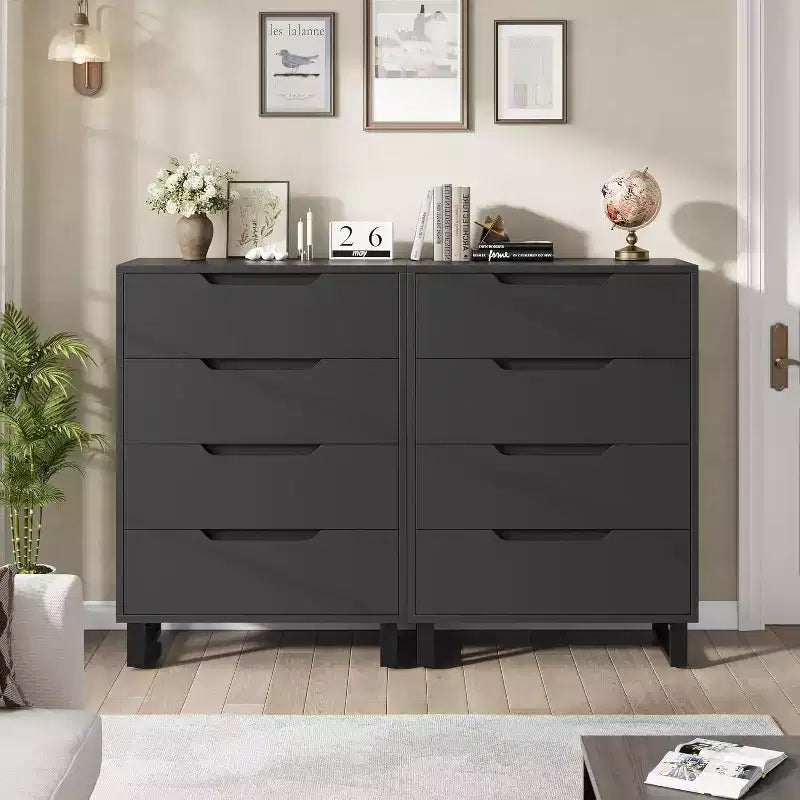 4 commodes pour chambre à coucher, commode haute de 106 cm, meuble à tiroirs vertical autoportant avec rangement, commode de rangement en bois pour salon, couloir