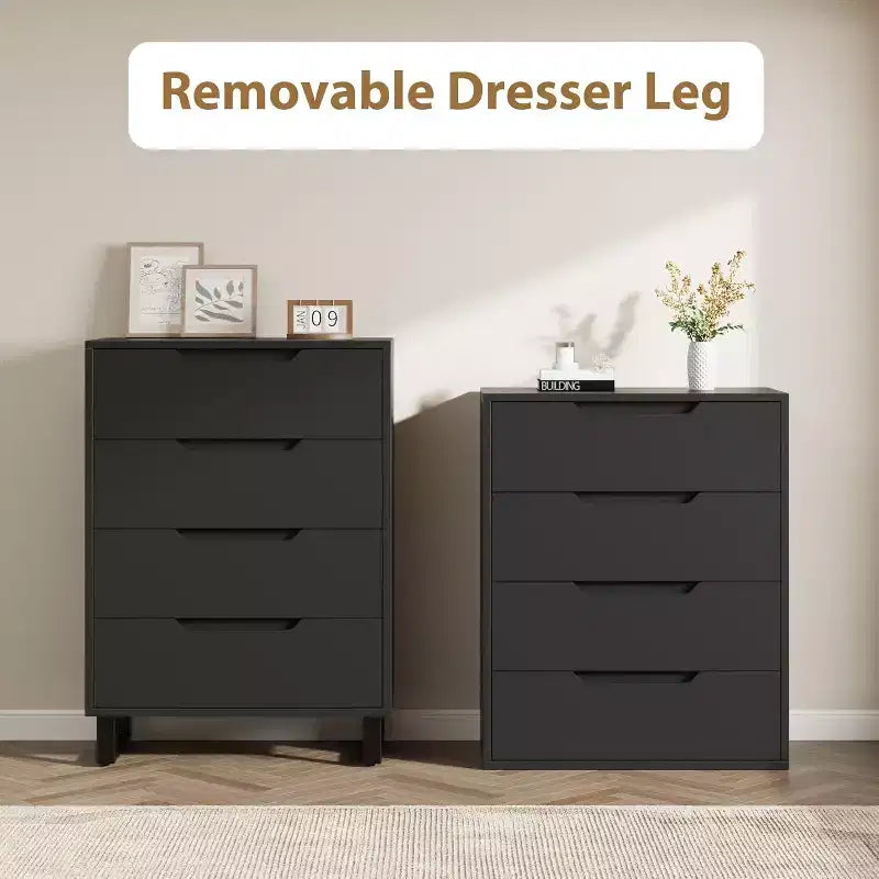 4 commodes pour chambre à coucher, commode haute de 106 cm, meuble à tiroirs vertical autoportant avec rangement, commode de rangement en bois pour salon, couloir