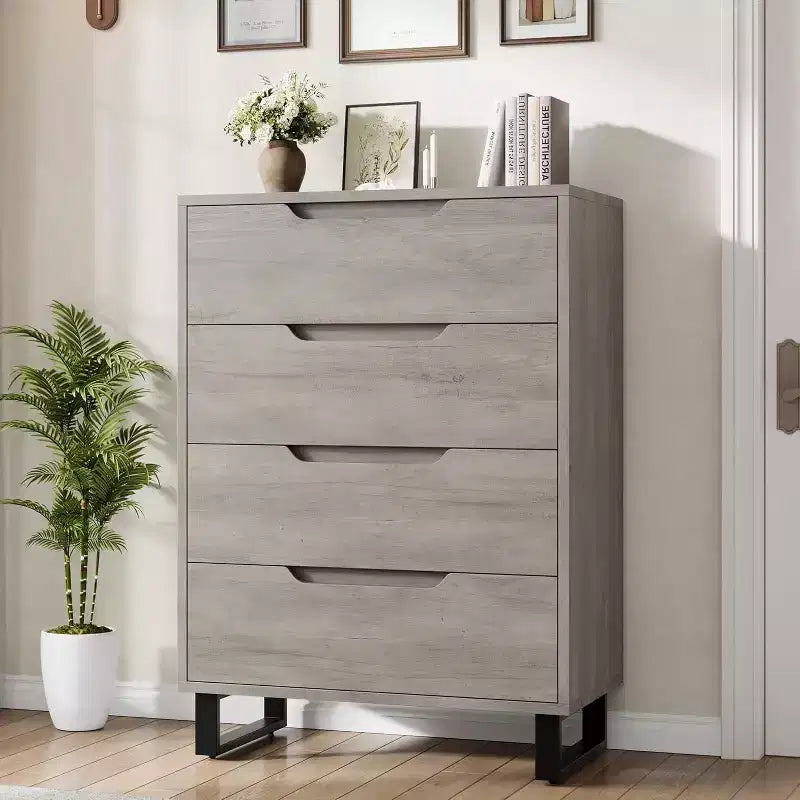 4 commodes pour chambre à coucher, commode haute de 106 cm, meuble à tiroirs vertical autoportant avec rangement, commode de rangement en bois pour salon, couloir