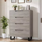 4 commodes pour chambre à coucher, commode haute de 106 cm, meuble à tiroirs vertical autoportant avec rangement, commode de rangement en bois pour salon, couloir