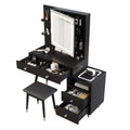 Black Linen Particleboard Veneered with Tricot Tricot Amine Solid Wood Legs Vanity Table Set