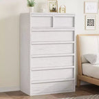 Commode de chambre à 7 tiroirs, Grande commode moderne de 117 cm à 7 tiroirs avec rangement spacieux, Organiseur en bois pour salon, entrée