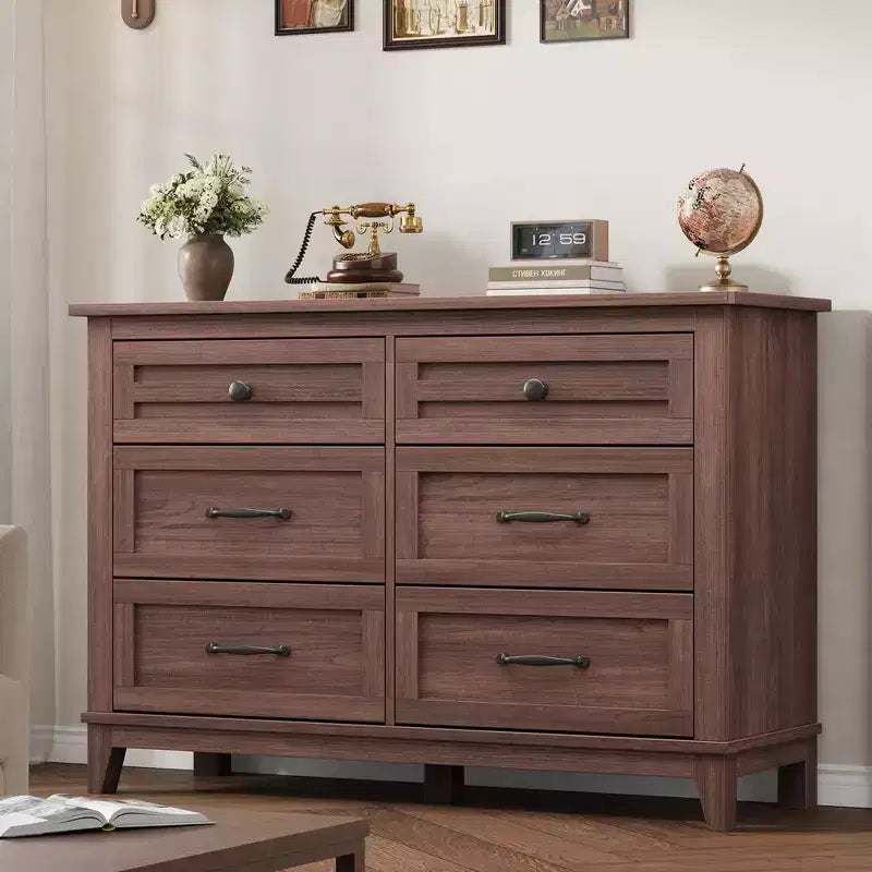 6 Commodes de Chambre, 47 Pouces de Large, Commodes de Rangement sur Pieds, Commode de Rangement en Bois pour Salon, Chambre, Entrée