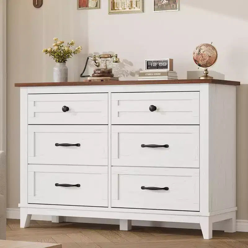 6 Commodes de Chambre, 47 Pouces de Large, Commodes de Rangement sur Pieds, Commode de Rangement en Bois pour Salon, Chambre, Entrée
