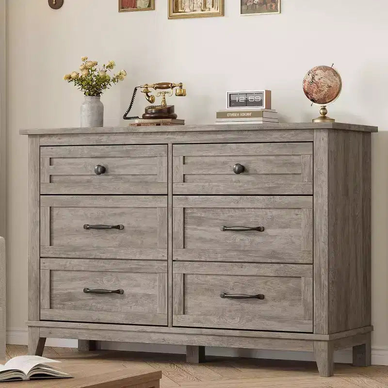 6 Commodes de Chambre, 47 Pouces de Large, Commodes de Rangement sur Pieds, Commode de Rangement en Bois pour Salon, Chambre, Entrée