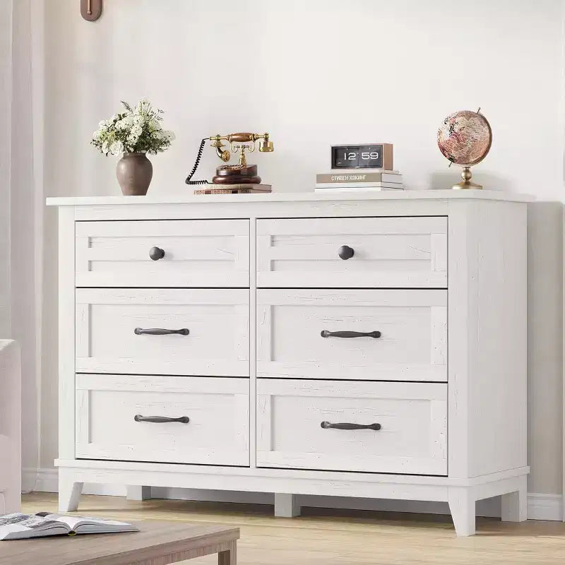 6 Commodes de Chambre, 47 Pouces de Large, Commodes de Rangement sur Pieds, Commode de Rangement en Bois pour Salon, Chambre, Entrée