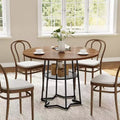 Acekool 38.6 Round Dining Table, Hexagon Metal Base, Hidden Storage Net, Seats 4, Modern Style, Easy Assembly,