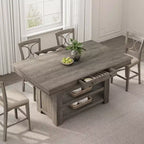Table de salle à manger de 152 cm de hauteur avec porte-jus et étagères, table de cuisine style ferme de hauteur bar, table haute rectangulaire pour salle à manger ou bar à la maison