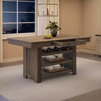 Table de salle à manger de 152 cm de hauteur avec porte-jus et étagères, table de cuisine style ferme de hauteur bar, table haute rectangulaire pour salle à manger ou bar à la maison