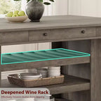 Table de salle à manger de 152 cm de hauteur avec porte-jus et étagères, table de cuisine style ferme de hauteur bar, table haute rectangulaire pour salle à manger ou bar à la maison