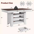 Table de salle à manger de 152 cm de hauteur avec porte-jus et étagères, table de cuisine style ferme de hauteur bar, table haute rectangulaire pour salle à manger ou bar à la maison