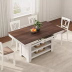Table de salle à manger de 152 cm de hauteur avec porte-jus et étagères, table de cuisine style ferme de hauteur bar, table haute rectangulaire pour salle à manger ou bar à la maison