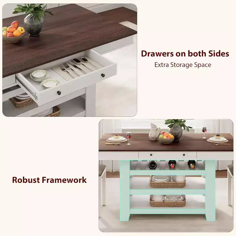 Table de salle à manger de 152 cm de hauteur avec porte-jus et étagères, table de cuisine style ferme de hauteur bar, table haute rectangulaire pour salle à manger ou bar à la maison