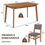 Ensemble de salle à manger compact pour 4 personnes, 5 pièces, style rétro, avec table rectangulaire en bois et 4 chaises rembourrées.
