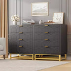 4 Drawer Dresser for Bedroom, Modern Chest with Gold Metal Legs & Handles, Wooden Storage Cabinet for Living Room, Hallway