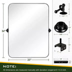 Miroir mural rectangulaire suspendu en fer à coins arrondis, 1 pièce, noir, 23 po L x 31 po H