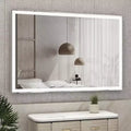 Acekool 60 x 40 Inch Rectangular Bathroom Mirror with Silver Frame, Smart Touch, Adjustable Brightness, Wall Mounted, Horizontal or Vertical