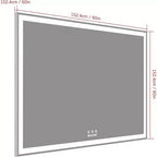 Miroir de salle de bain rectangulaire Acekool 60 x 40 pouces avec cadre argenté, tactile intelligent, luminosité réglable, fixation murale, horizontal ou vertical