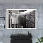 Miroir de salle de bain rectangulaire Acekool 60 x 40 pouces avec cadre argenté, tactile intelligent, luminosité réglable, fixation murale, horizontal ou vertical