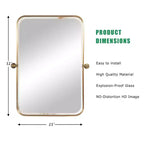 1 pièce, miroir mural cadre, rectangulaire arrondi, en fer forgé, noir, pivotant, 91 cm H x 61 cm L
