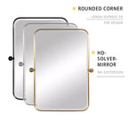 1 pièce, miroir mural cadre, rectangulaire arrondi, en fer forgé, noir, pivotant, 91 cm H x 61 cm L