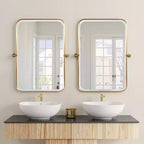 1 pièce, miroir mural cadre, rectangulaire arrondi, en fer forgé, noir, pivotant, 91 cm H x 61 cm L