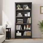 71 Tall Bookcase with Adjustable Shelves & 31.5 Width, 5 Tier Farmhouse Bookshelf with Wooden Legs, Rustic Vintage Book Shelf
