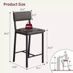 Lot de 4 tabourets de bar, tabourets de comptoir avec dossier et pieds en métal épaissi, tabourets de bar rembourrés en cuir PU à hauteur de comptoir avec repose-pieds